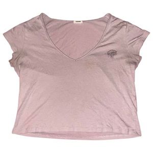 Garage fairy v neck lavender purple flower crop top cropped graphic tee violet